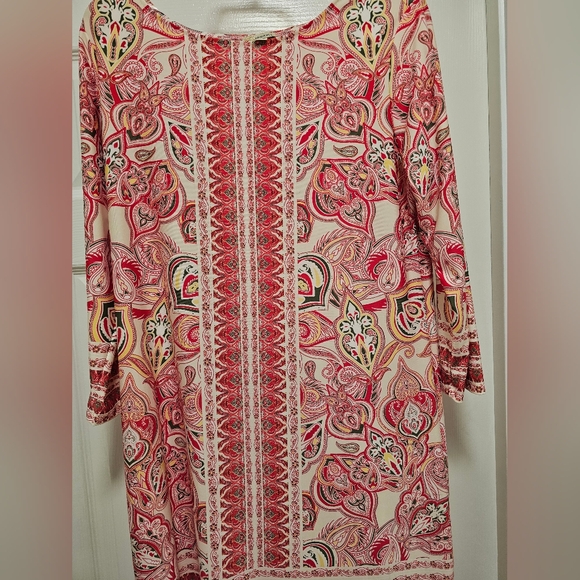 Multicolor Dress. Size Large. 3/4 Sleeves. - Picture 8 of 9